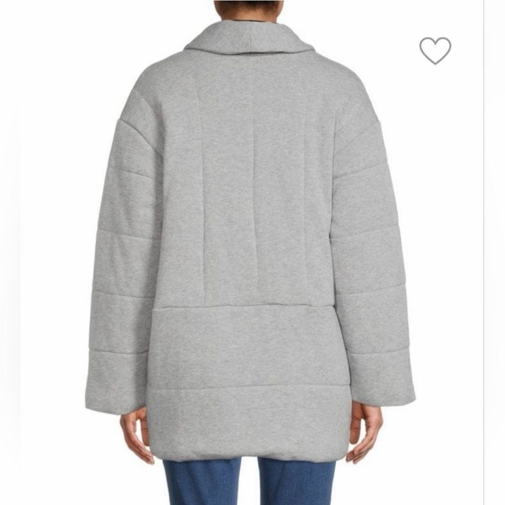 Madewell Heather Grey Sweatshirt Puffer Coat. Shawl-Collar Front Button. Size L - Picture 2 of 8
